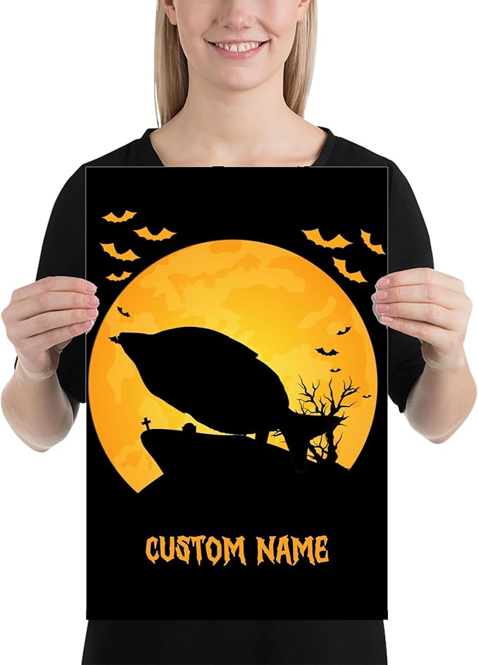 Personalized Red Rainbowfish Wall Art Poster 12x18 Unframed - Spooky Moon Night Custom Pet Name - Memorial Gifts for Fish Lovers