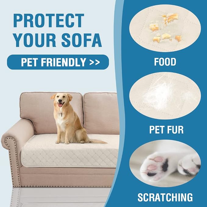 H.VERSAILTEX Couch Cover for Dogs Washable 100% Waterproof Sofa Cushion Cover Dog Bed Cover Non-Slip Pet Blanket for Sofa Cushion Protector, 35" x 82", Ivory