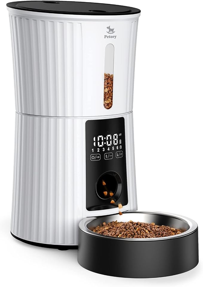 Timed Automatic Cat Feeder - 4L Dry Food Dispenser for Cats and Dogs | With Desiccant Bag, Programmable Portion Control, Up to 6 Meals Daily, Dual Power Supply, 10-Second Voice Recorder