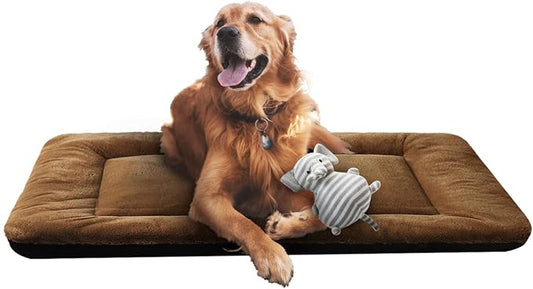 Dog Crate Pad Washable Dog Bed for Crate Large Cozy Mat 42-Inch Brown | Ultra Soft Kennel Pad,Anti-Slip Bottom,Fits for Most Metal Crates,Comfortable Sleeping Pet Mat