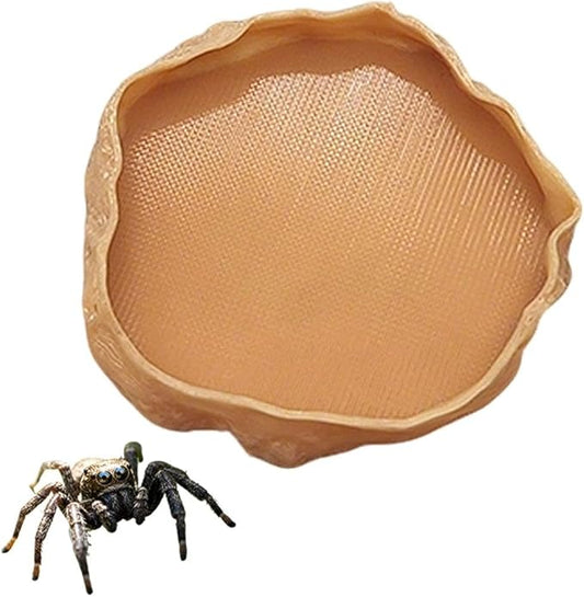 1 PCS Spider Micro Water Bowl Jumping Spider Feeding Dish Tarantula Water Dish for Millipede Gecko Lizard Tarantula Tiny Reptiles (2.17" D, 0.31" H) Brown