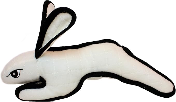 TUFFY - World's Tuffest Soft Dog Toy - Barnyard White Rabbit - Squeakers - Multiple Layers. Made Durable, Strong & Tough. Interactive Play (Tug, Toss & Fetch). Machine Washable & Floats