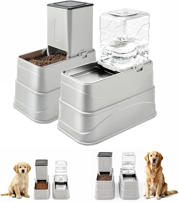 Marchul 2.1Gallon Elevated Dog Feeder and Water Dispenser, Adjustable Gravity Pet Feeder and Water Set with Stainless Steel Bowls, Designed to Protect Dog‘s Neck, Joints, Perfect for Cats and Dogs(8L)