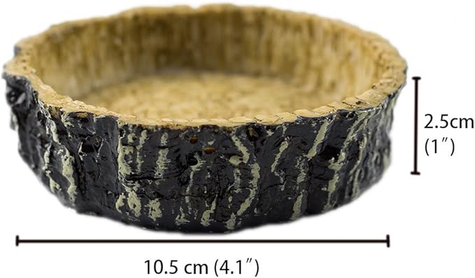 OMEM Reptile Natural Bowl Food and Water Dish Resin Made (Tree bark)