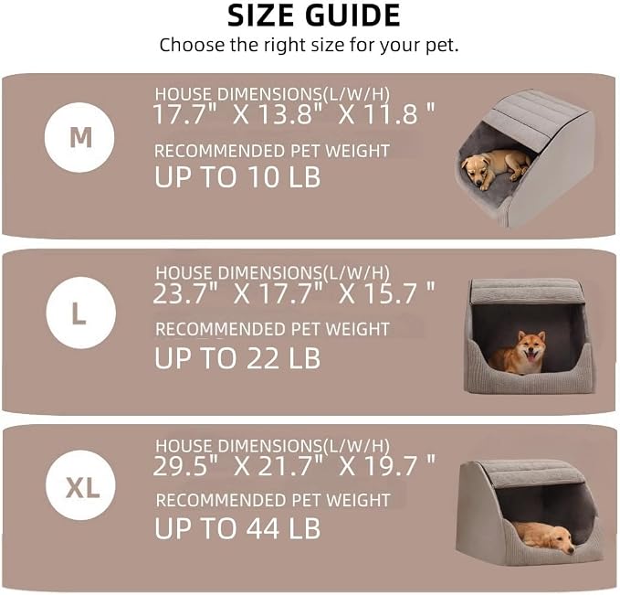 Extra Large Dog Bed House, Cozy Dog House Indoor, Memory Sponge, Plush Dog Cave Bed Crate Cushion with Non-Slip Bottom for Medium Large Dogs (Grey, L)