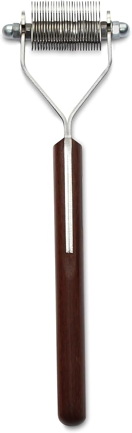 Mars Coat King Original Dematting Undercoat Grooming Rake Stripper Tool for Dogs and Cats, Stainless Steel with Wooden Handle, Made in Germany, 26-Blade