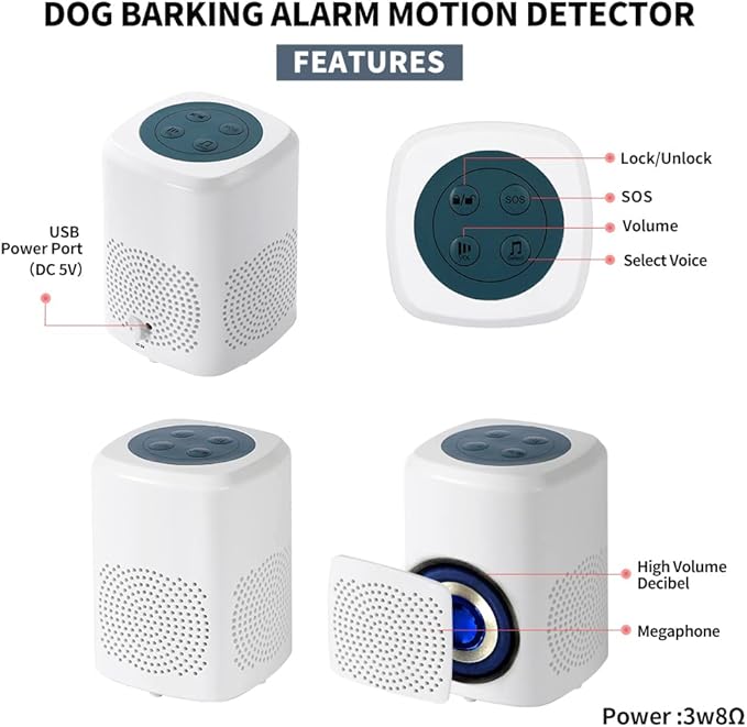 Dog Barking Alarm Motion Detector Outdoor Barking Motion Sensor 1000 FT Range Dog Alarm Home Security