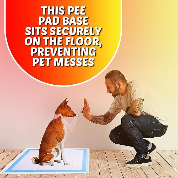 Skywin Dog Pee Pad Holder Tray Fits for 30” x 36” Pee Pads - 1 Pack - White | Corner Lock Holes, Raised Edges, Non-Spill, Easy to Clean Silicone Dog Potty Tray Holder, For Indoor Floor Protection