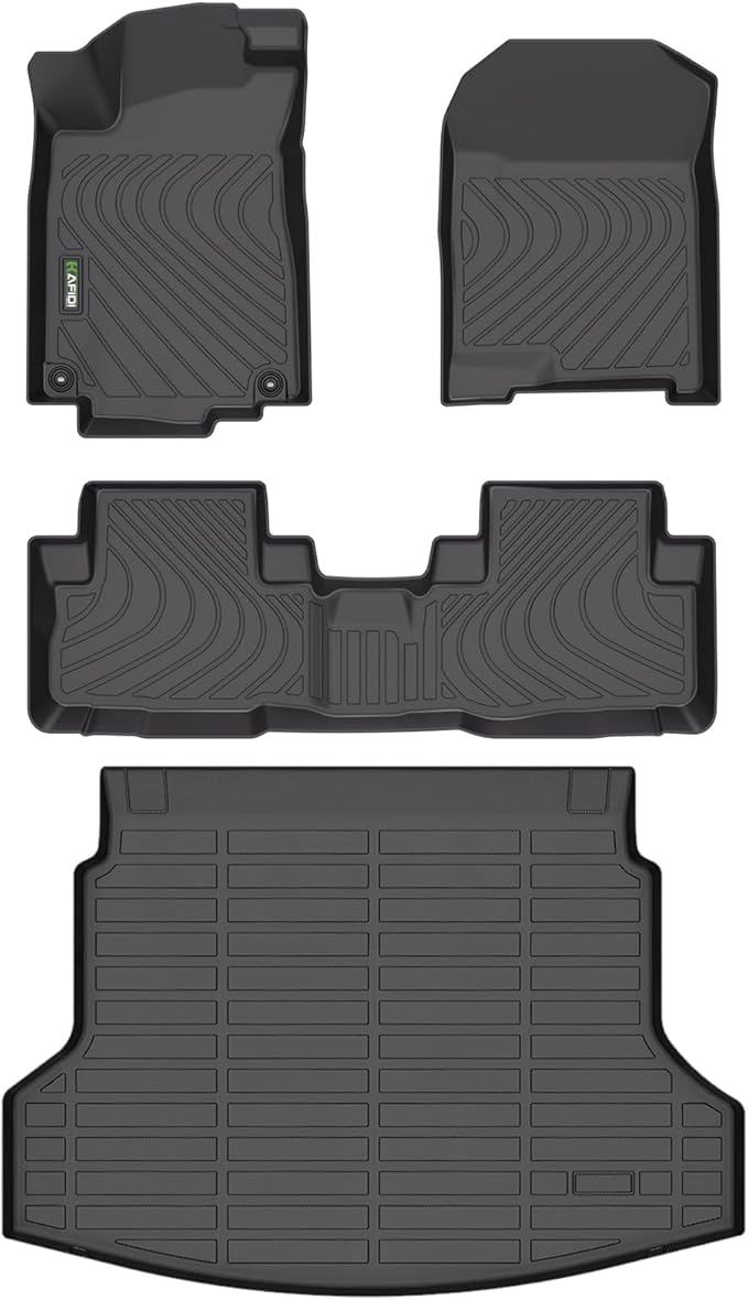 HAFIDI® Floor Mats & Cargo Liner Set Fit for 2012-2016 Honda CRV Touring All Weather Protection TPE Anti-Slip Automotive Full Set Floor Liners Custom Accessories - Black