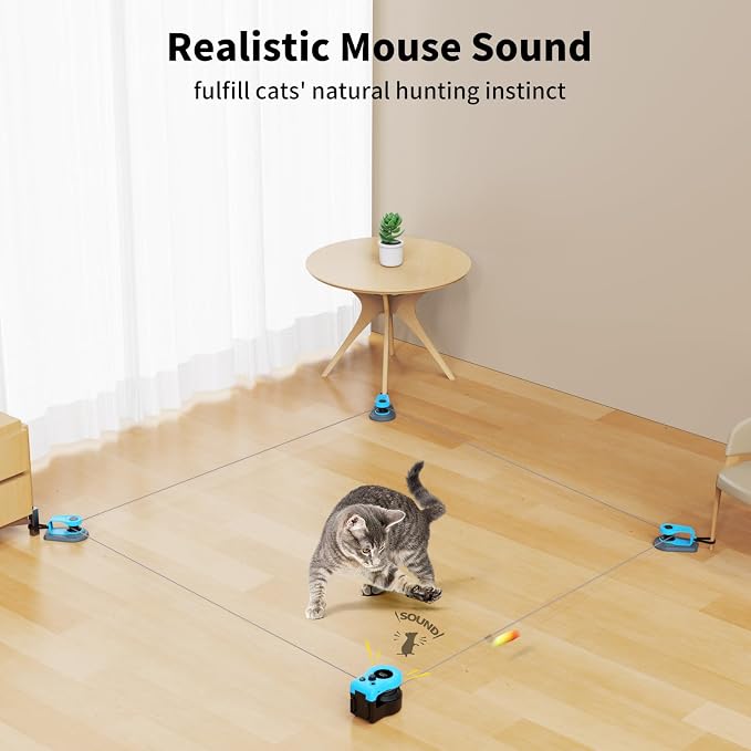 AsFrost Upgraded Interactive Cat Toy for Indoor Cats Chase/Run/Hunt-SkyBlue | Self Play/Remote Control Funny Cat Toy, Gifts for Cat Lovers, Kitty's Weight Loss and Health