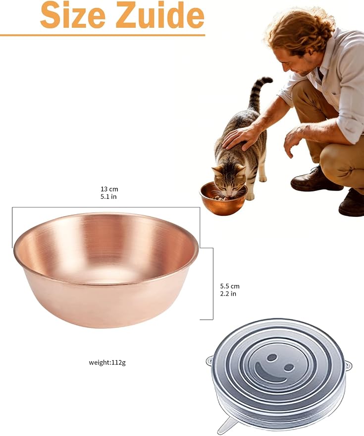 99.99% Pure Copper Pet Bowl, 5-Inch Copper Dog Bowl. This is A Small Copper Bowl Suitable for Small Household Pets. (1)