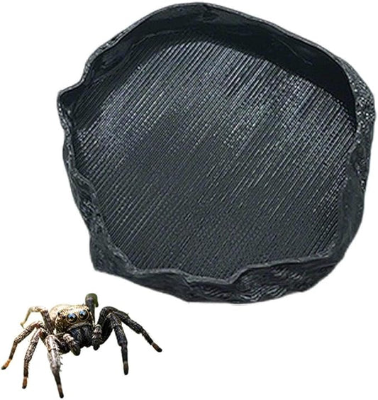 1 PCS Spider Micro Water Bowl Jumping Spider Feeding Dish Tarantula Water Dish for Millipede Gecko Lizard Tarantula Tiny Reptiles (2.17" D, 0.31" H) Black