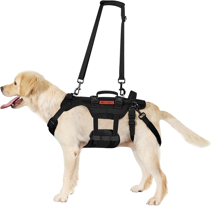 OneTigris Dog Lift Harness for Large Dogs, Dog Hip Support Brace, Full Body Lifter with Handles Invictus Multifunctional Mobility Assistance Vest for Back Legs (Black, Small)