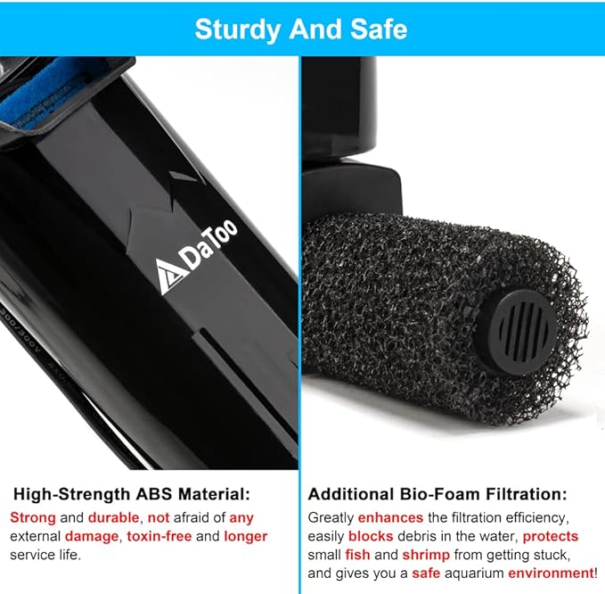 DaToo Aquarium Power Filter in-Tank Ultra Silent Small Fish Tank Filter 5W for Aquarium 10 to 20 Gallon Tank, 1 Yr Warranty