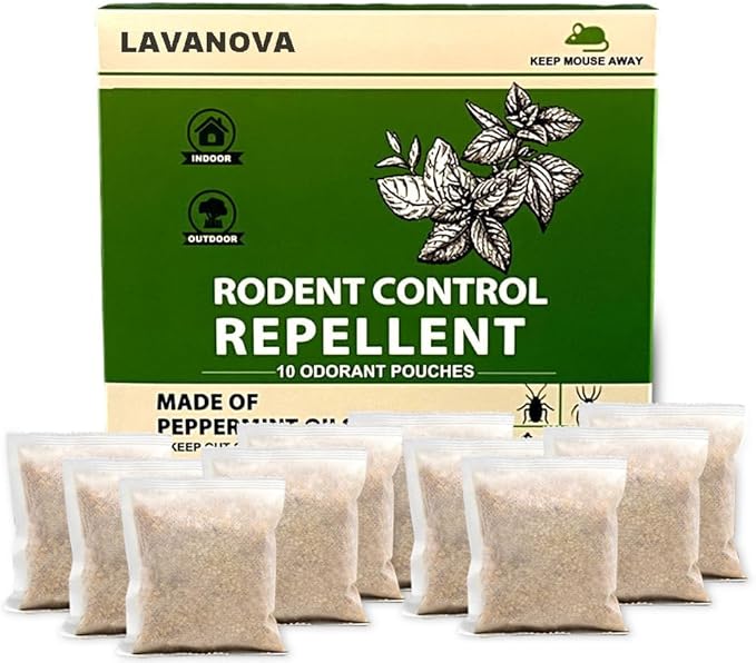 Mouse Repellent Pouches with Peppermint Oil, Rat Repellent for House, Mice Repellent Outdoor & Indoor, Environment Friendly, Keeps Mice Out Mice Deterrent for House/Car/RV/Boat/Garage/CABI, 10Pcs