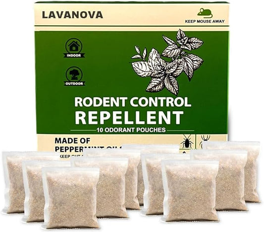 Mouse Repellent Pouches with Peppermint Oil, Rat Repellent for House, Mice Repellent Outdoor & Indoor, Environment Friendly, Keeps Mice Out Mice Deterrent for House/Car/RV/Boat/Garage/CABI, 10Pcs