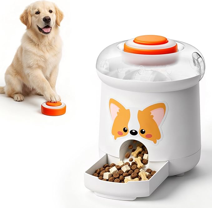 ROJECO Dog Puzzle Feeder Toy,Interactive Puzzle Toys with 8 DIY Stickers | Dogs IQ Training/DIY Recording Remote Button/300ml Capacity/Mixed Snacks/Detachable/for Indoor & Outdoor Play,All Dog Breeds