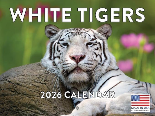 White Tiger Calendar 2026 Monthly Wall Calender 12 Month | American Made In The USA