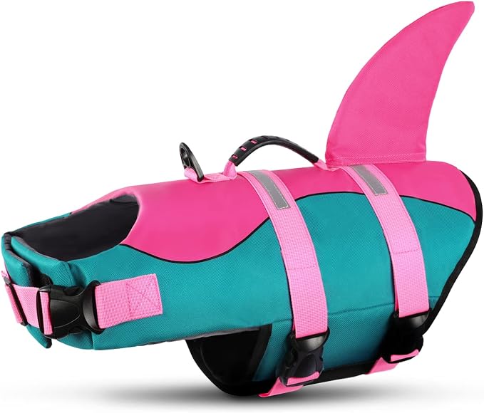 Dog Life Jacket With Rescue Handle - Swimming Vest, Adjustable Reflective Preserver for Small Dogs, Green XS