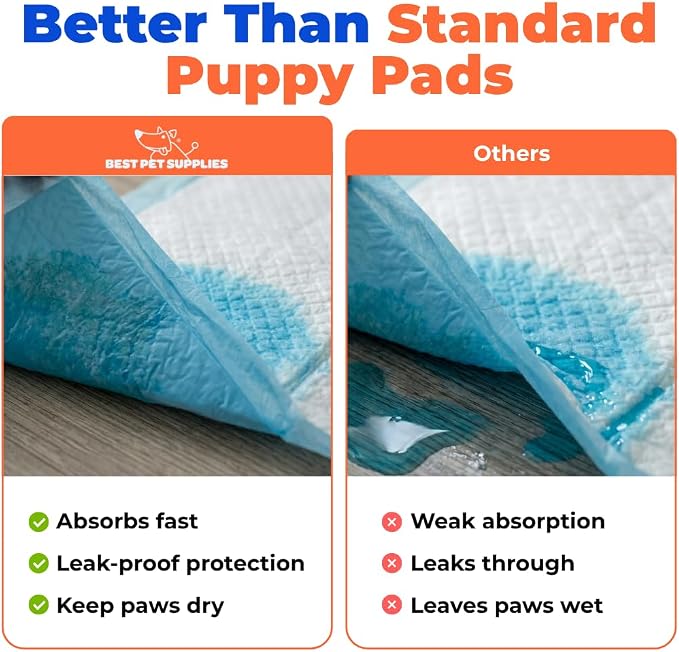 Best Pet Supplies Puppy Pads (22.5 x 22 Inches) - Disposable, Dog Training Potty, Super Absorbent Baby Blue Puppy Pee Pads for Dogs (100 Count)