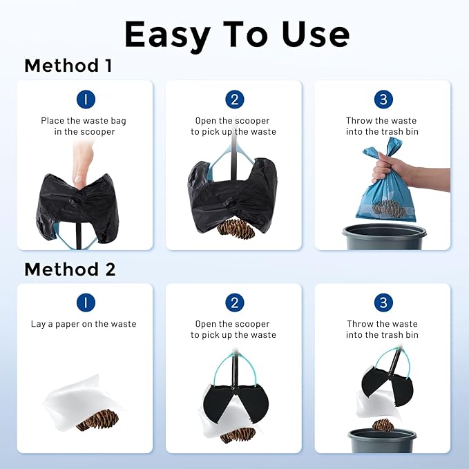 ZOMISIA 26" Pooper Scooper with Waste Bags - Poop Scooper for Large Dogs with Long Handle High Strength Material and Durable Spring for Yard, 30 Count Poop Bags