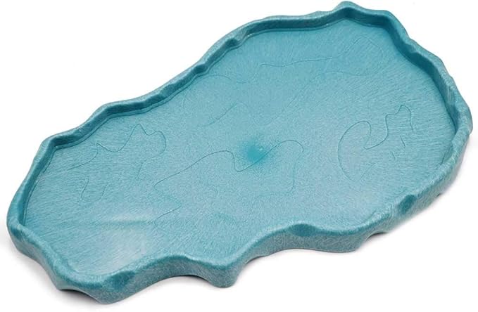 Reptile Food and Water Bowl Dish Reptile Food Dish Large Tortoise Water Bowl for Turtle Lizard Snake Gecko Ball Python (Blue)