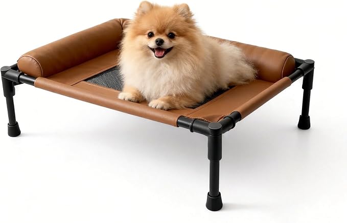 Small Elevated Dog Bed,Cooling Hammock with Soft Edge Pillow,Features Non-Slip Base Portable Pet Travel Cot,Indoor Outdoor Universal(23.62" L x 15.75" W x 5.91" H)