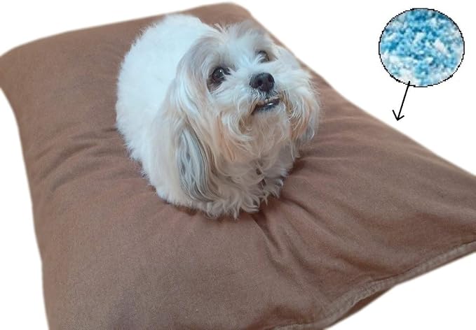 Durable Comfort Micro-Cushion Memory Foam Pet Dog Pillow Bed Waterproof Liner + External Cover for S,M,L Dogs- Complete Set (Brown Denim, 48''x29'')