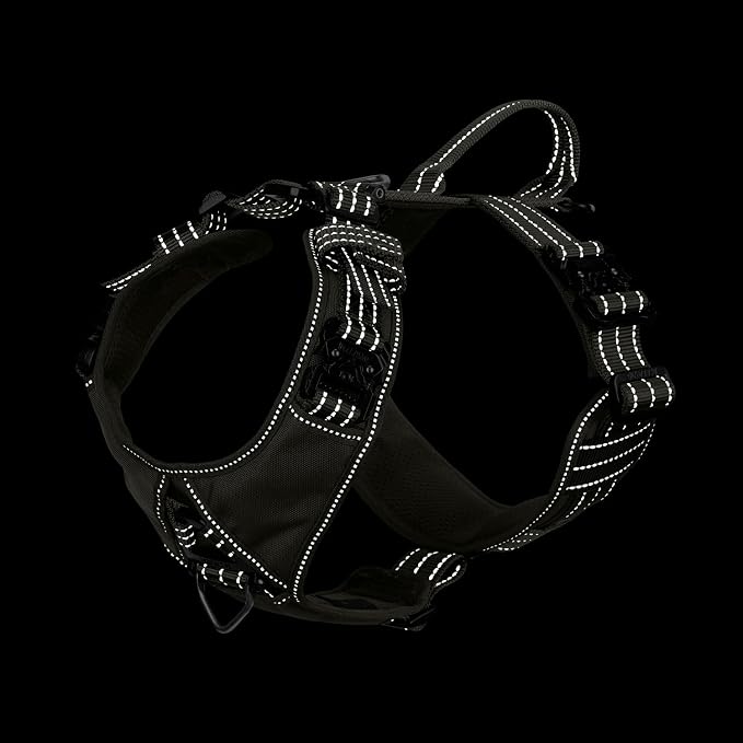 ICEFANG Dog Halter Harness with Metal Buckles,Dog Strap Vest for Large Dogs | Control Handle,Summer-Cooling,Reflective,Front Hook,Adjustable,Soft Padded,No Pull,Green,Large