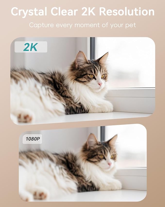 ZUMIMALL Pet Camera with Laser Toy, 2K WiFi Dog Cat Camera with Phone App | Features auto tracking, AI/PIR smart pet detection, 2-way talk, privacy protection, 2k camera with laser, Supports Alexa