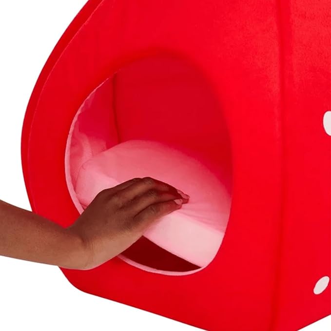 YML Strawberry Pet Bed House, Small, Red (FH016_1)