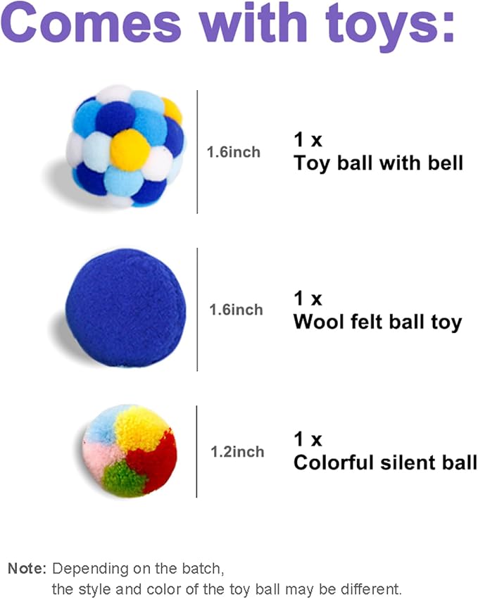 Cat Tunnel Bed for Indoor Cats with 3 Toys, Scratch Resistant Detachable and Washable Large Donut Cat Bed, Available in All Seasons (Purple, L(24x24x11))
