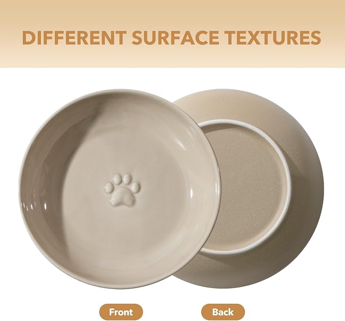 Havniva Ceramic Cat Bowls, Shallow Cat Dishes, Cat Food Plate Set of 3 | Wide Opening, 5.6” Cat Plates, Ceramic Cat Food Bowls for Wet & Dry Food, Non-slip Rubber Base, Whisker Friendly Cat Bowl