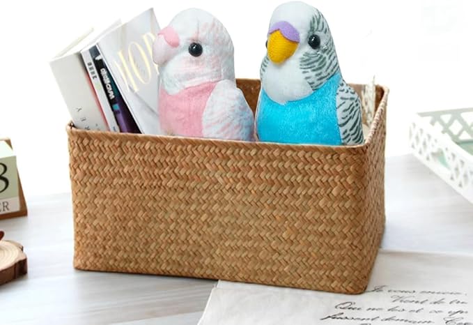 2Pcs Stuffed Parakeet Toy, 5.5 inches, Budgerigar Plush Toy, Parakeet Soft Toy, Stuffed Bird for Kids, Blue and Pink