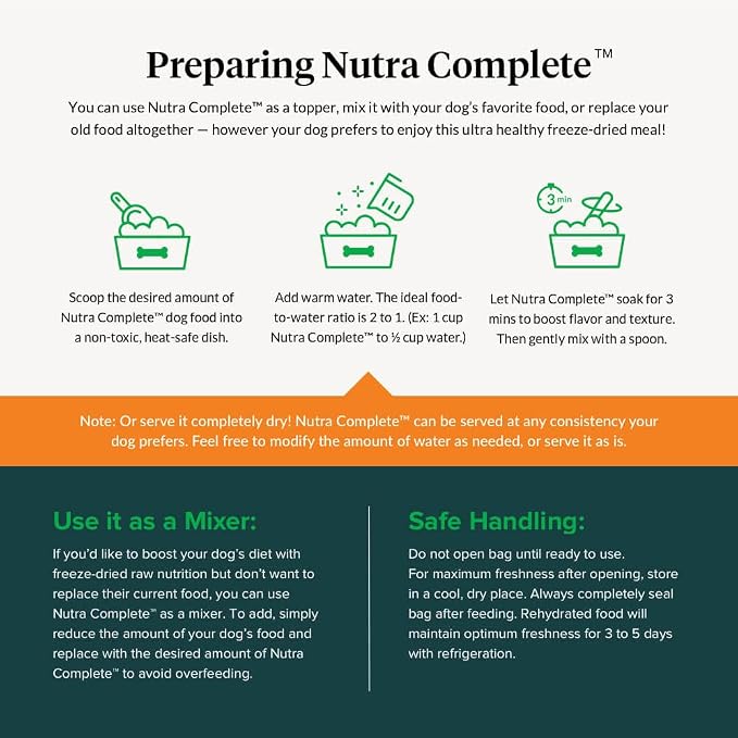 ULTIMATE PET NUTRITION Nutra Complete Freeze Dried Raw Dog Food, Veterinarian Formulated with Antioxidants, Prebiotics & Amino Acids (1 Pound, Pork)