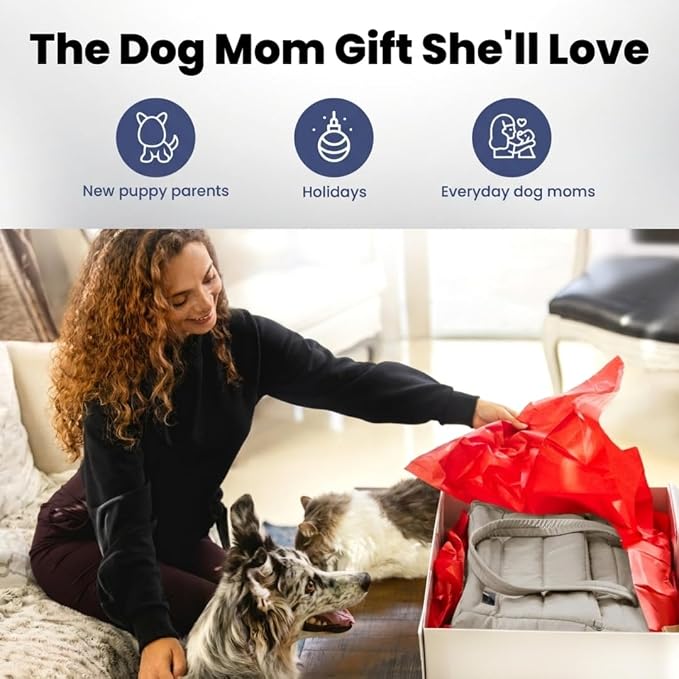 Puffer Dog Travel Bag for Dog Moms, Diaper Bag with Travel Bowls | 2 BPA-Free Collapsible Bowls, 2 Pet Food Containers, 9 Pockets, Everyday Puffer Bag Works With or Without Your Dog, Khaki