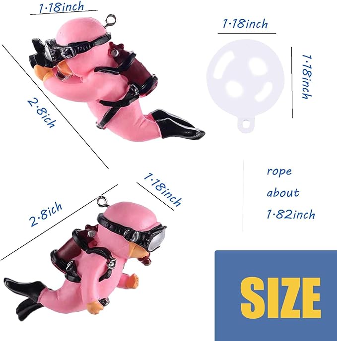 2-Pack Tank Decorations, Cute Little Diver, Aquarium Decoration Accessories Ornaments with Float Ball, Playmate for Tank Suitable for All Kinds of Fish and Tanks (Pink)