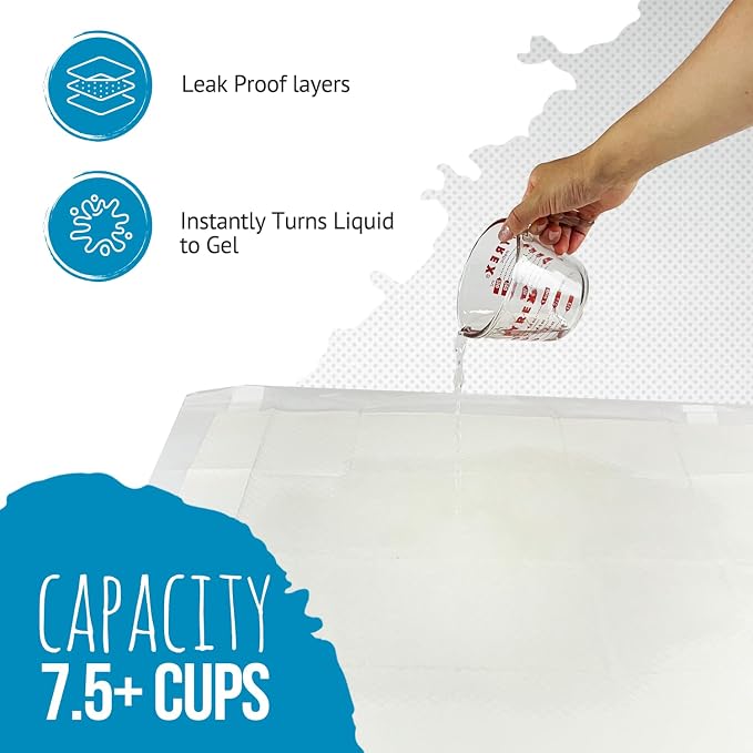 Puppy Pee Pads with Adhesive Sticky Tape (24x24) Large Premium Dog Pads - 6 Layer Dog Training Pads and Pet Wee Pads with Quick-Dry Bullsorbent Tech (150-Count, White)