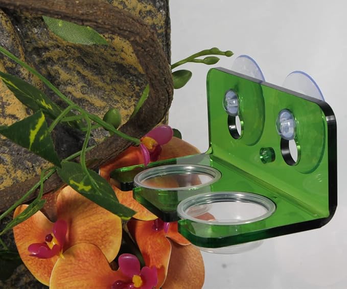 Crested Gecko Feeding Ledge with 10 Pcs 0.5oz Bowls, Reptile Food Cups and Water Dish fit Chameleon Lguana Lizards
