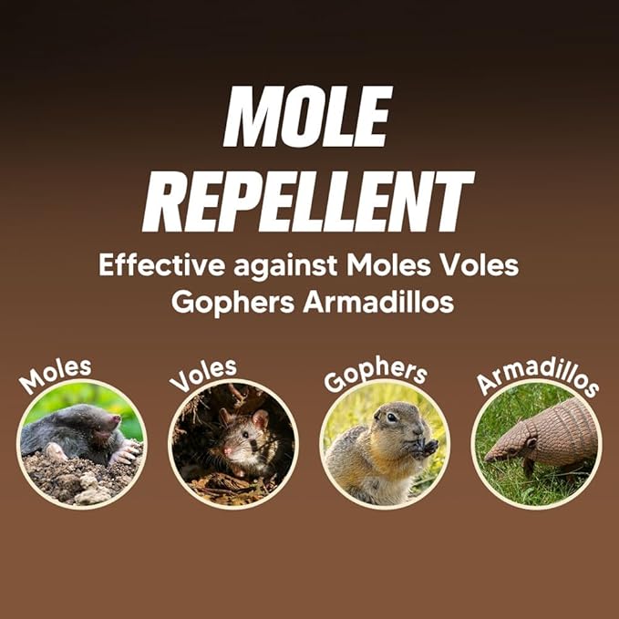 Mole Repellent for Lawns, Gopher Repellent, Vole & Groundhog Repellent Outdoor, Armadillo Repellent, Mole Deterrent for Yard, Lasts Up to 3 Months, 12 Balls