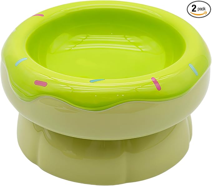 Donut Duo Ceramic Dog Bowl, Dog Water Bowl and Dog Food Bowl, Pet Bowls (Green)