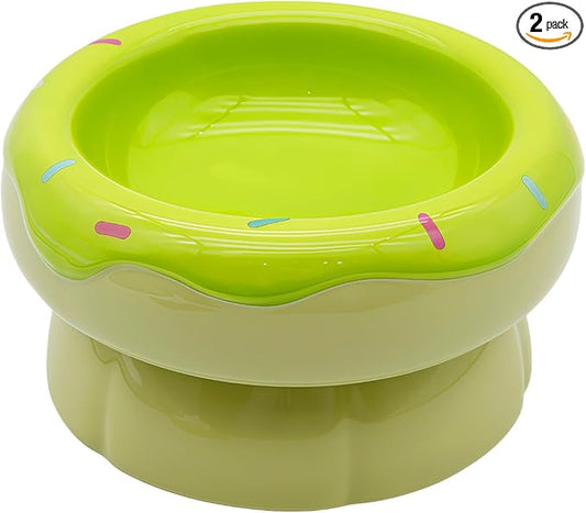 Donut Duo Ceramic Dog Bowl, Dog Water Bowl and Dog Food Bowl, Pet Bowls (Green)