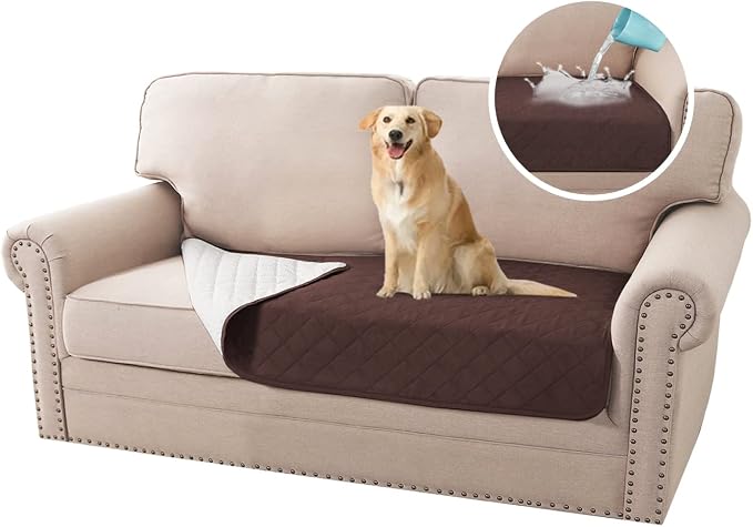 H.VERSAILTEX Couch Cover for Dogs Washable 100% Waterproof Sofa Cushion Cover Dog Bed Cover Non-Slip Pet Blanket for Sofa Cushion Protector, 35" x 62", Brown