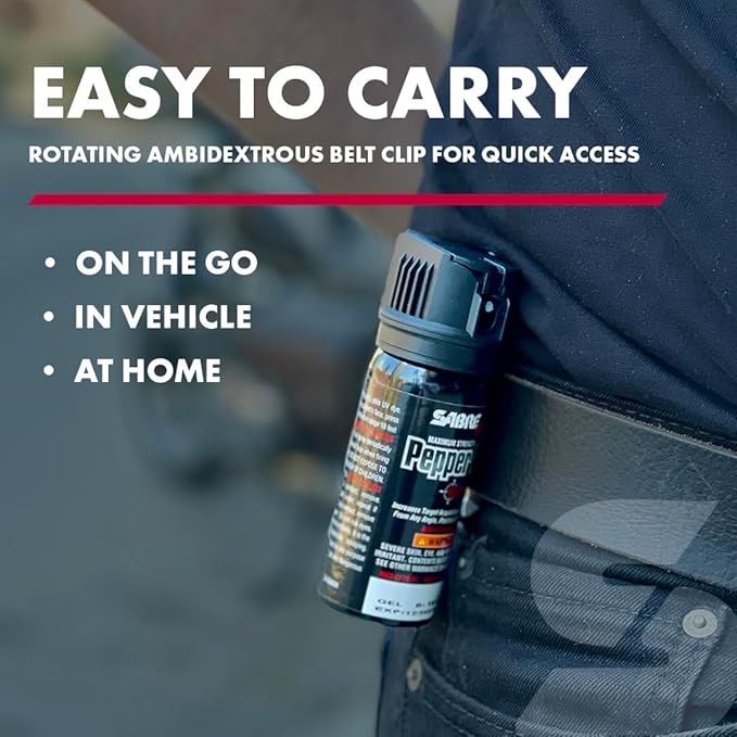 Gel poivre SABRE Crossfire, déploiement sous tous les angles, maximise l'acquisition de cible contre de multiples menaces, clip de ceinture pour un transport facile, couvercle rapide, OC puissance maximale, option spray au poivre 44 ml