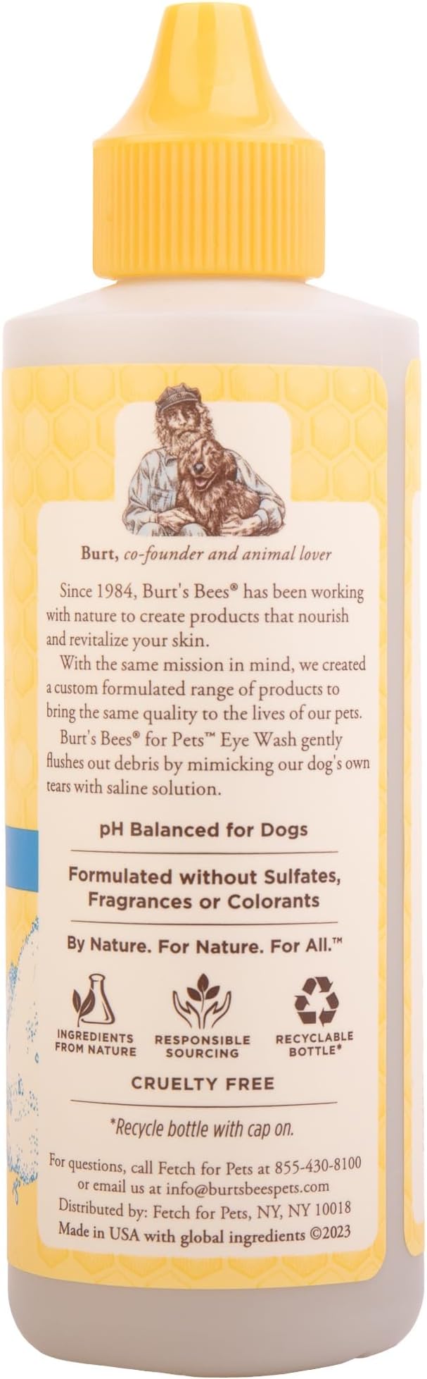BURT'S BEES FOR PETS Dog Eye Wash with Saline Solution, Gentle Eye Cleaner for Dogs and Puppies, Tear Stain and Debris Rinse for Sensitive Eyes, Natural Origin Formula, 4 Fl Oz - 2 Pack