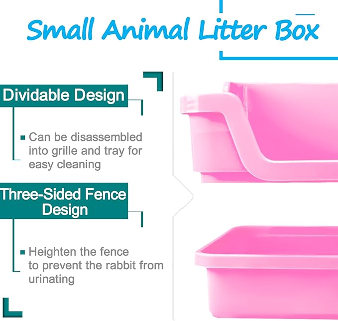 Hamiledyi Extra Large Rabbit Litter Box Pet Corner Toilet Small Animal Potty Trainer Huge Bunny Litter Pan with Plastic Grate Deep Dump Tray for Adult Guinea Pigs Ferrets Chinchillas