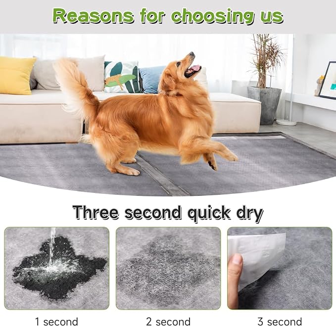 36"x36" Activated Charcoal Pee Pads for Dogs , 100 Count, Extra Large, Super Absorbent, Leakproof and Odor Resistant, Disposable Puppy Pads, Pet Training Pads, Potty Pads