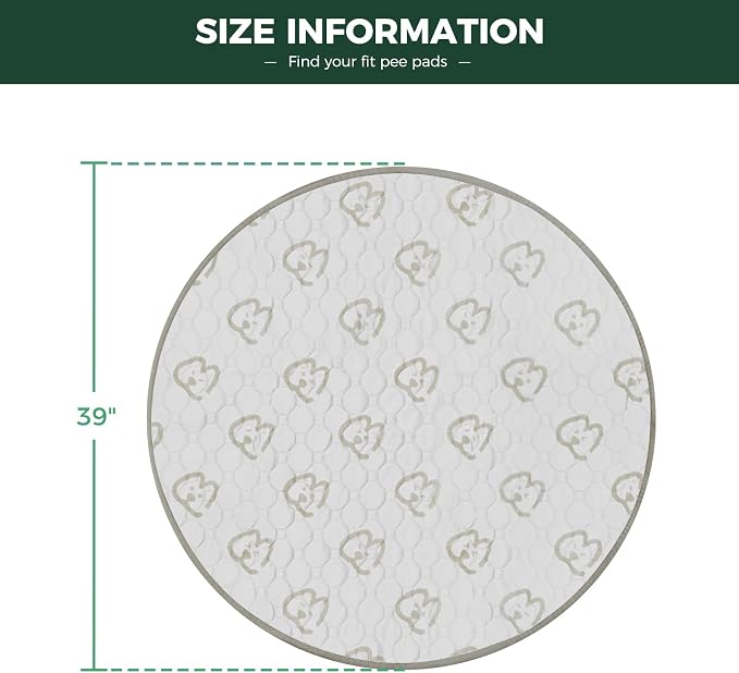 FXW Washable Pee Pads for Dogs, Super Absorbent, 39" Round, 2 Packs | Machine washable, Non-slip backing