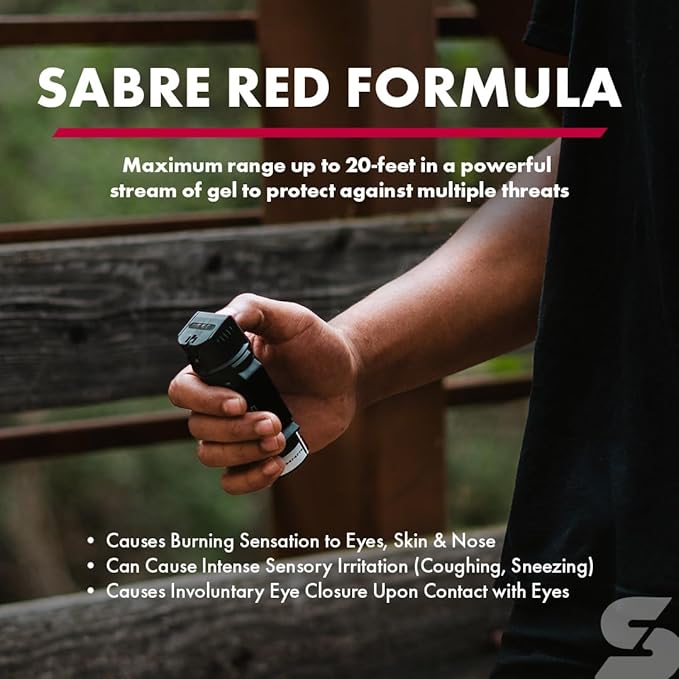 Gel poivre SABRE Crossfire, déploiement sous tous les angles, maximise l'acquisition de cible contre de multiples menaces, clip de ceinture pour un transport facile, couvercle rapide, OC puissance maximale, option spray au poivre 44 ml