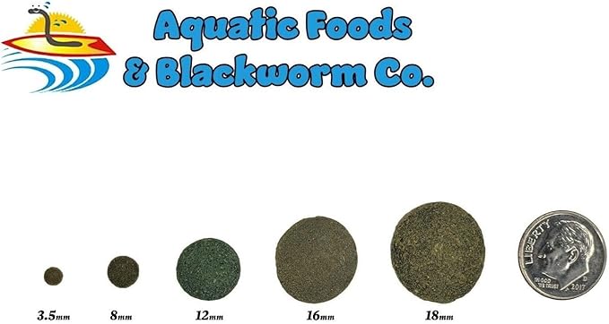 Aquatic Foods Inc. 12mm - 1/2" Spirulina, Algae, & Veggie Sinking Wafers for All Bottom Feeding Fish, Plecos, Catfish, Shrimp, Snails, Crabs. All Tropical Fish.…1/4-lb Foil Pouch Bag